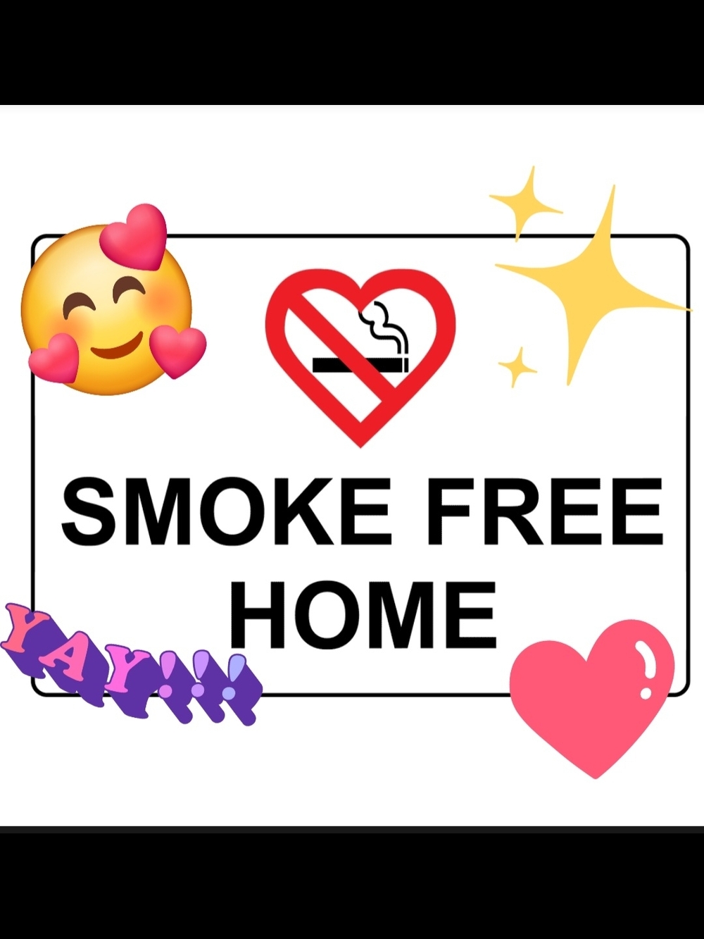 Smoke Free Home Sign with Red Heart No-Smoking Icon